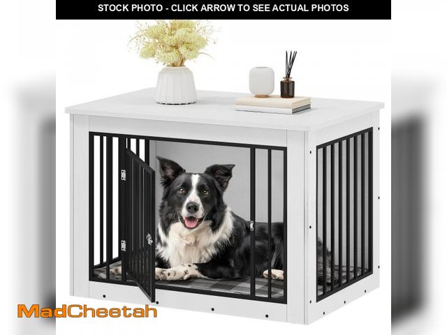 Lot 74-12489655 - YITAHOME 38.2" L Dog Crate Furniture for Large Dogs, 2-in-1 Iron-Wood Fusion Dog cage Indoor up to 6...