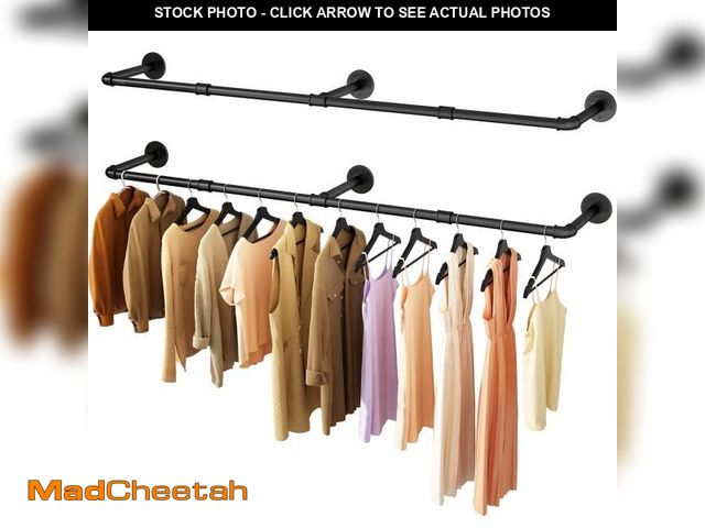 Lot 74-11558123 - UlSpeed Wall Mounted Clothes Rack 52.6in, Industrial Pipe Clothing Racks Wall Mount, Heavy Duty Deta...