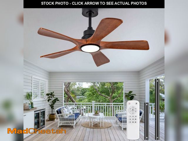 Lot 74-14367563 - VCQQ 42 Inch Ceiling Fans with Lights and Remote, Wood Ceiling Fan with Light, Dimmable, 5 Blade, Me...