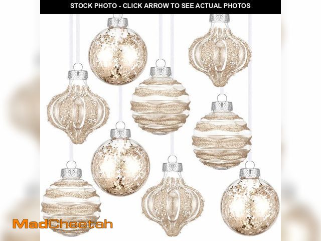 Lot 74-12707082 - VercanMonth 9 Pcs 3.15" Clear Christmas Ball Ornaments Xmas Ball Decorations Set Shatterproof Decora...