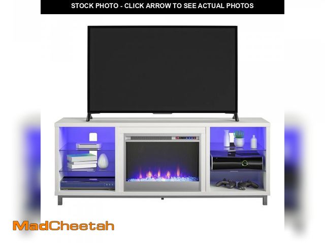 Lot 74-12154869 - Ameriwood Home Lumina Fireplace TV Stand for TVs up to 70 Inch, Replaceable Electric Fireplace Inser...