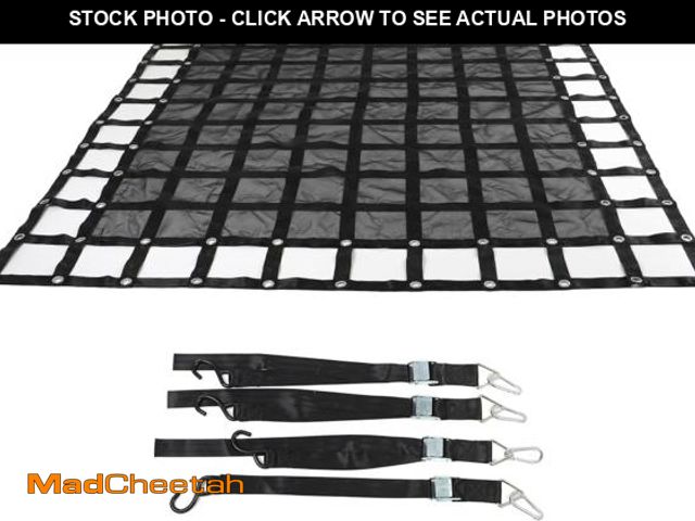 Lot 74-12043772 - elfinrm Cargo Net, Heavy Duty Cargo Net with S-Hook Fittings, Adjustable Trailer Cargo Net, Truck Be...