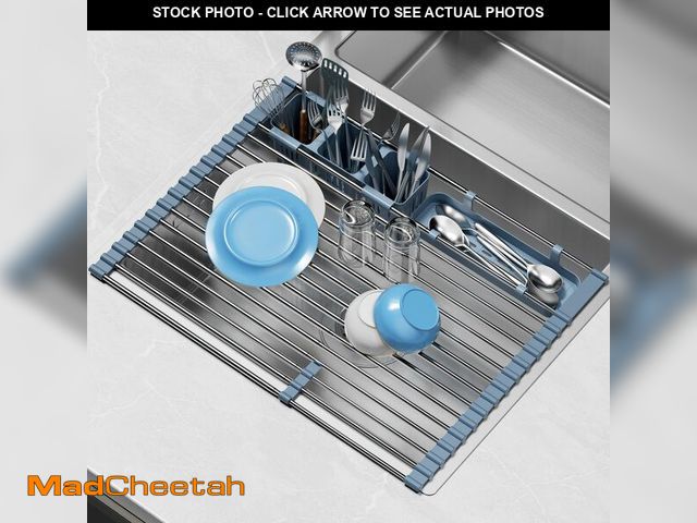 Lot 74-12604882 - LIONONLY Expandable Roll Up Dish Drying Rack, 304 Stainless Steel Over The Sink Dish Drainer Rack, F...