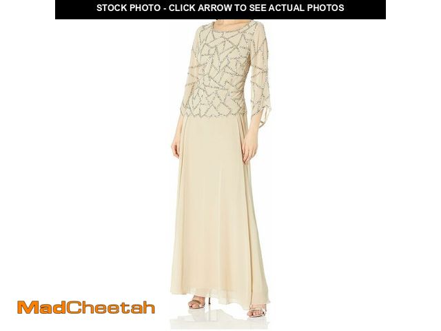 Lot 74-12719976 - J Kara Women's 3/4 Angle Sleeve Geometrical Beaded Bodice Popover Dress, Camel/Multi, 6 - UNUSED