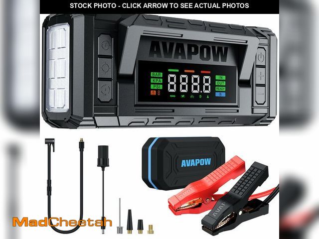 Lot 74-14144844 - AVAPOW 10000A Jump Starter with Air Compressor, 150PSI Tire Inflator, 12V Portable Jump Box for All ...