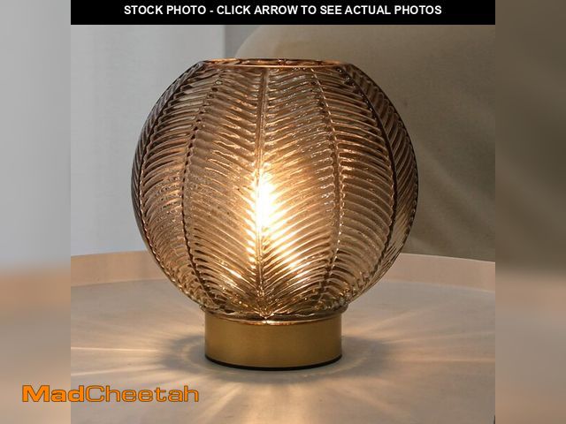 Lot 74-14050194 - LUSHARBOR Battery Operated Lamp with Timer, Small Glass Table Lamp, Decorative Cordless Battery Powe...