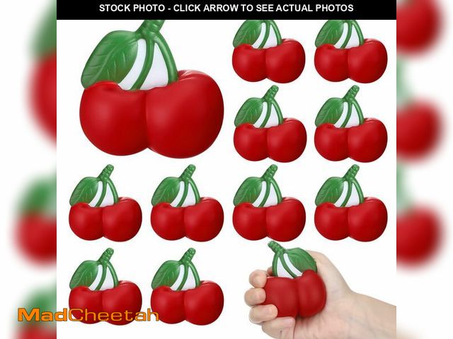 Lot 74-14210033 - Jenaai 10 Pcs Cherry Stress Ball Sweet Cute Fruit Stress Relief Toys for Kids and Adults, Durable PU...