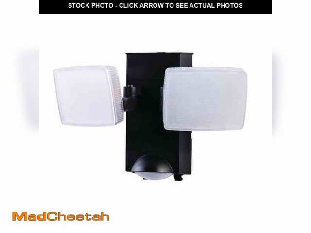 Lot 74-12690942 - Defiant 270ÃâÃÂ° Black Motion Sensor Battery Powered Outdoor 2-Head Dusk to Dawn LED Security Fl...