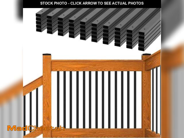 Lot 74-12243341 - 100 Pack Deck Balusters 32 '' Straight Baluster, Black Metal Deck Spindle and Stairs Railing with Sc...