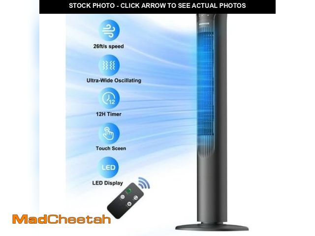 Lot 74-12157872 - 41  Tower Fan 90ÃÂ° Oscillating Fans with 3 Speeds 3 Modes 26 Ft/s High Velocity LED Display with R...