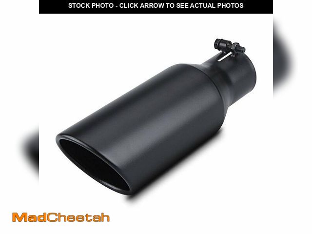 Lot 74-12604681 - LCGP 2.5 Inch Inlet Exhaust Tip 2.5" x 4" x 12" Black Exhaust Tailpipe With Blot-On Design, Universa...