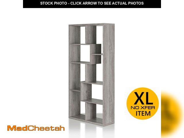 Lot 74-12659549 - Furniture of America Merilyn 70.98 Tall Vintage Gray Oak 8-Shelf Accent Bookcase - UNUSED