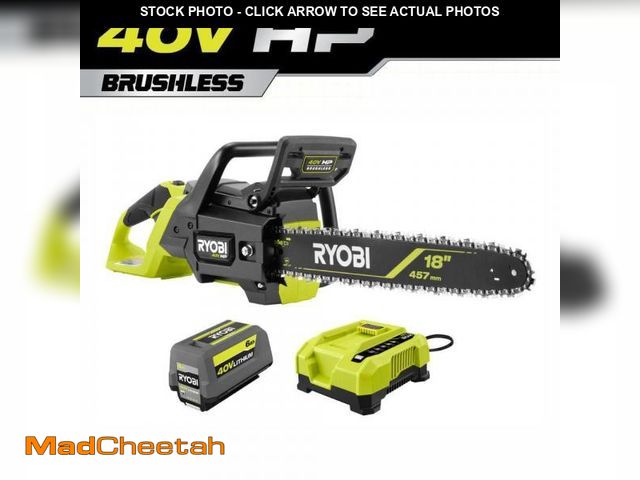Lot 74-12289163 - RYOBI 40V HP Brushless 18 in. Cordless Battery Powered Chainsaw Kit - 6.0 Ah Battery and Rapid Charg...