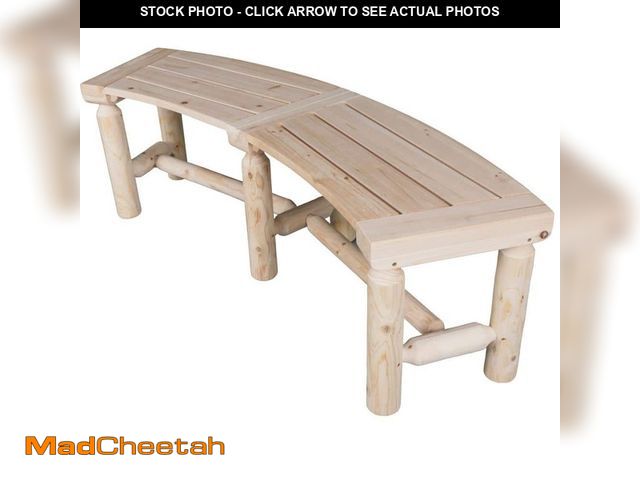 Lot 74-12746615 - kdgarden 3 ft. Cedar Fir Wood Log Wood Curved Bench Rustic Style Backless Bench for Backyard, Natura...