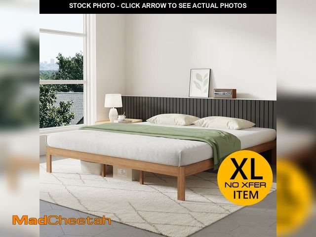 Lot 74-12980423 - Novilla 12 Inch Wooden King Size Bed Frame, Classic Solid Wood Platform Bed Frame King Size, Sturdy ...