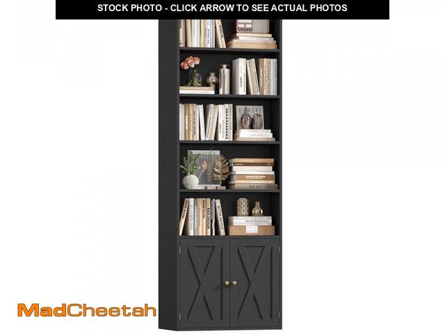 Lot 74-12420073 - Hiphuta 81.5" Tall Bookcase with Doors, 5-Tier Bookshelves with Storage, 23.6"W Display Shelf with 2...