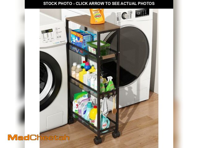 Lot 74-14432743 - TIPGO Utility Slim Storage Cart, 4 Tier Rolling Cart with Wheels, Narrow Storage Cabinet for Bathroo...