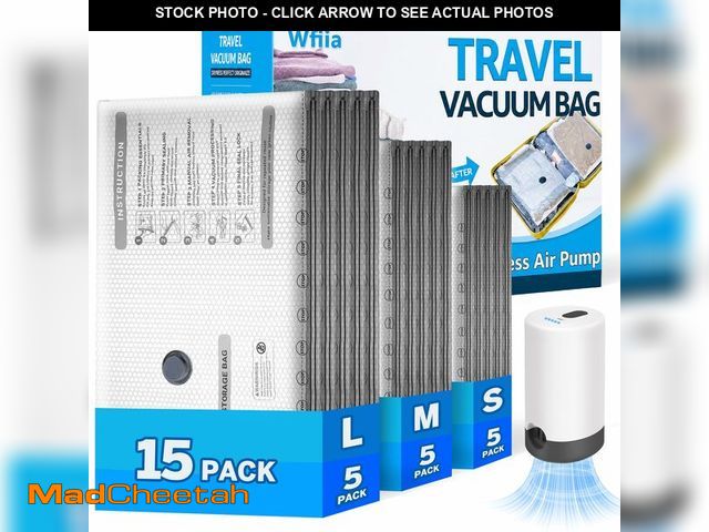 Lot 74-14205036 - 15 Packs Vacuum Bags for Travel with Rechargeable Pump, 3 Sizes Vacuum Seal Bags for Clothing, Compr...