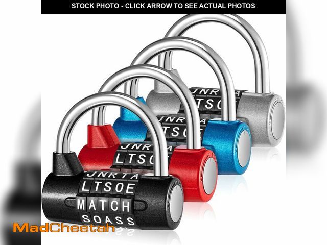 Lot 74-13630007 - Shimeyao 4 Pcs 5 Letter Combination Lock Heavy Duty Gym Locker 5 Digit Word Escape Room Locks Keyles...