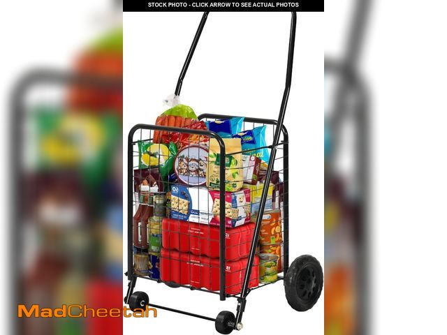 Lot 74-12398994 - DWVO Folding Shopping Cart with Wheels, Rolling Foldable Grocery Cart for Seniors, Portable Collapsi...