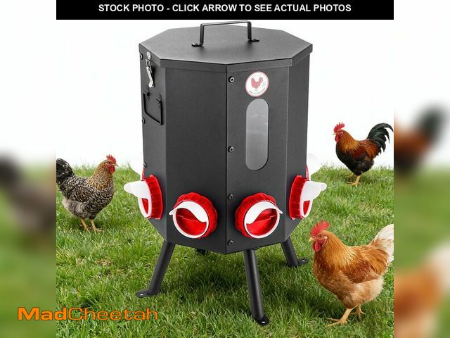 Lot 74-14147260 - Fewuto Automatic Chicken Feeder 8 Feeding Ports, 50lbs No-Waste Gravity Poultry Feeder 8 Feeding Por...