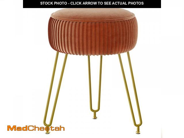 Lot 74-12150869 - IBUYKE Velvet Round Footrest Stool Ottoman, Makeup Vanity Stool Side Table, Velvet Dressing Table Se...