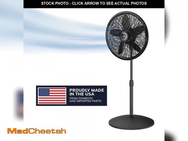 Lot 74-12528347 - Lasko Cyclone 18 in. 3 Speed Oscillating Pedestal Fan for Home in Black with Adjustable Height, Tilt...