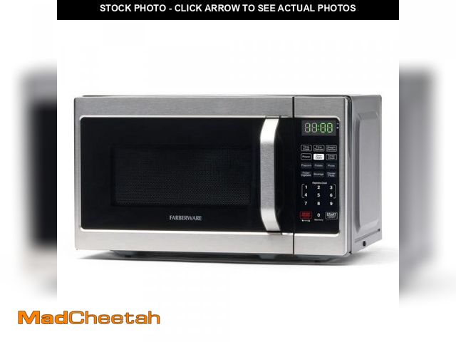 Lot 74-12528297 - Farberware 0.7 cu. ft. 700-Watt Countertop Microwave Oven in Brushed Stainless Steel - UNUSED