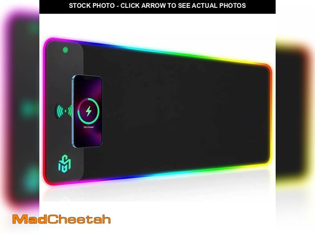 Lot 74-14147827 - GIM Wireless Charging RGB Gaming Mouse Pad 15W, LED Mouse Mat 800x300x4MM, 10 Light Modes Extra Larg...
