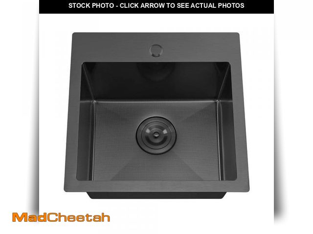 Lot 74-12364954 - Attop 18 in. Drop-in Single Bowl 18-Gauge Nano Black Stainless Steel Scratch Resistant Kitchen Bar S...