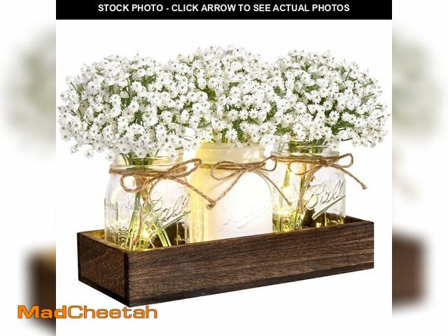 Lot 74-14424158 - BLEUM CADE Mason Jar Centerpiece Table Decorations, Lights Centerpiece for Kitchen Dining Table Farm...