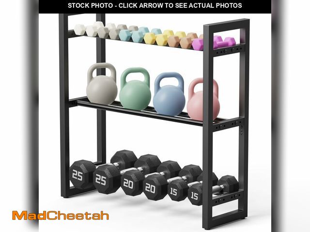 Lot 74-12715984 - Pickpiff Adjustable 3-Tier Dumbbell Rack Ã¢â¬âSturdy Heavy-Duty Metal Weight Storage Stand for Du...