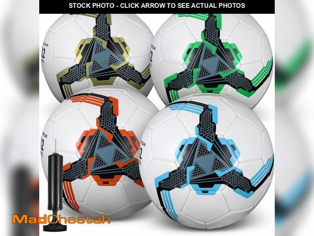 Lot 74-12449778 - 4 Pack Soccer Ball with Pump Size 5 Deflated Soccer Balls Bulk for Outdoor Indoor Game Practice Trai...