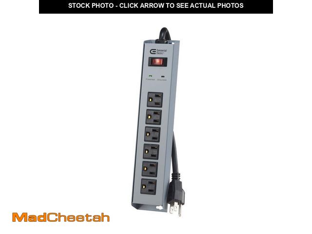 Lot 74-14113255 - Commercial Electric 8 ft. 6-Outlet Metal Surge Protector - UNUSED