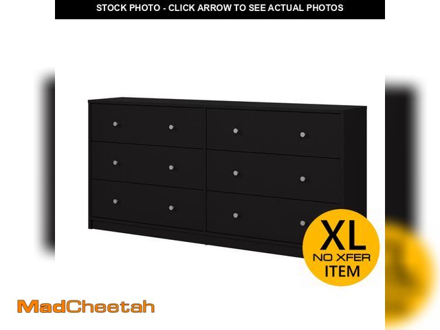 Lot 74-14280471 - Tvilum Portland 6-Drawer Double Dresser in Black 26.89 in. H x 56.34 in. W x 12.46 in. D - USED