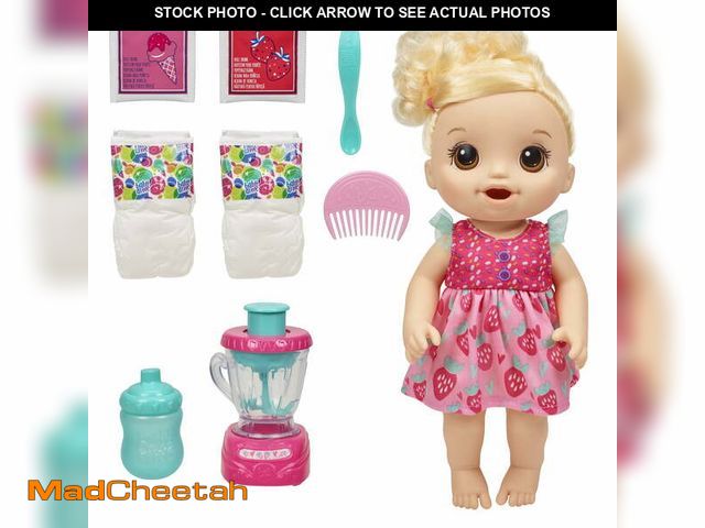 Lot 74-12668031 - Baby Alive Magical Mixer Baby Doll Strawberry Shake, Blender, Drinks, Wets, Eats, Blonde Hair Toy - ...