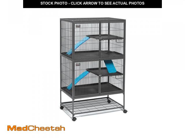 Lot 74-12488753 - MidWest Homes for Pets Ferret Nation Double Unit Small Animal Cage, 4 Tiers, Includes Pans, Shelves,...