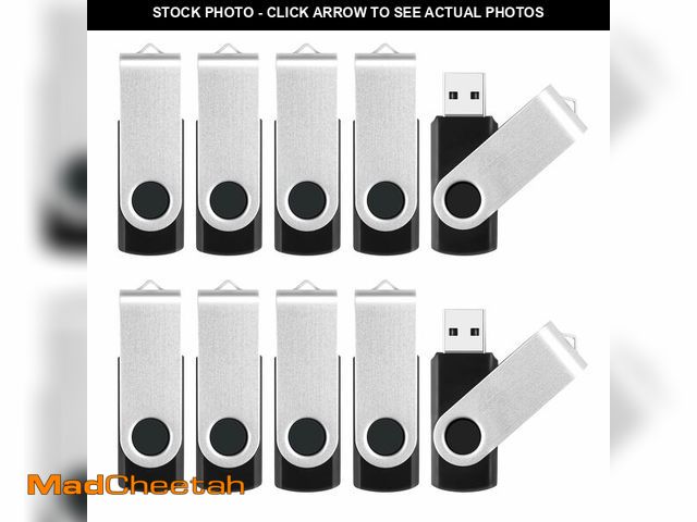 Lot 74-13539099 - 1GB USB Flash Drive 10 Pack, USB2.0 Thumb Drives Memory Stick Jump Drive with Light, Swivel USB Driv...