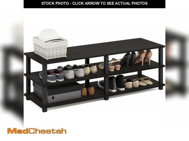 Lot 74-14349449 - Furinno TURN-S-TUBE Shoe Rack, 3-Tier Wide Shoe Organizer, Open Shelf Rectangular Shoe Storage Rack,...