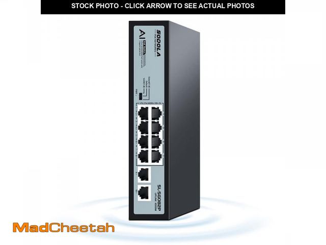 Lot 74-11556791 - SODOLA 8 Port Gigabit PoE Switch,2 Gigabit Uplinks,120W 48V Built-in Power,802.3af/at,Plug &amp; Pla...
