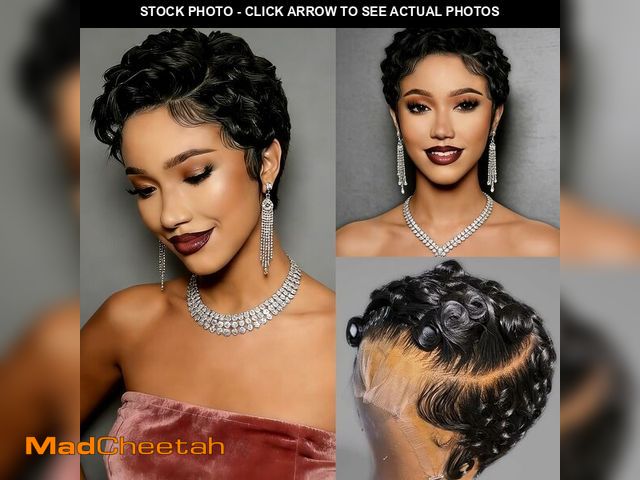 Lot 74-13574468 - Short Curly 13X4 Lace Front Pixie Cut Wigs 100% Human Hair for Black Women, Curly Deep Wave 13x4 HD ...