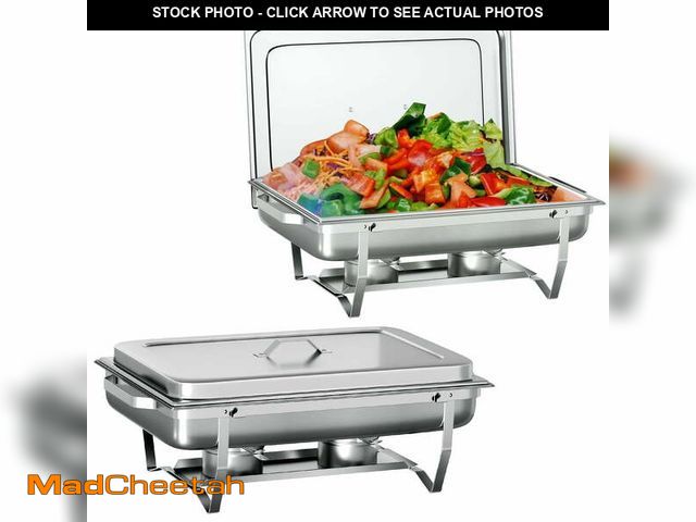 Lot 74-12849904 - Chafing Dish Buffet Set 2 Pack,Vipsafe 8QT Rectangle Stainless Steel Chafing Dishes for Buffet Campi...