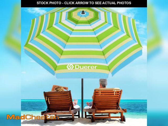 Lot 74-12541725 - Duerer Beach Umbrellas, 8.5FT Beach Umbrella for Sand with Anchor Heavy Duty Windproof, Height Adjus...