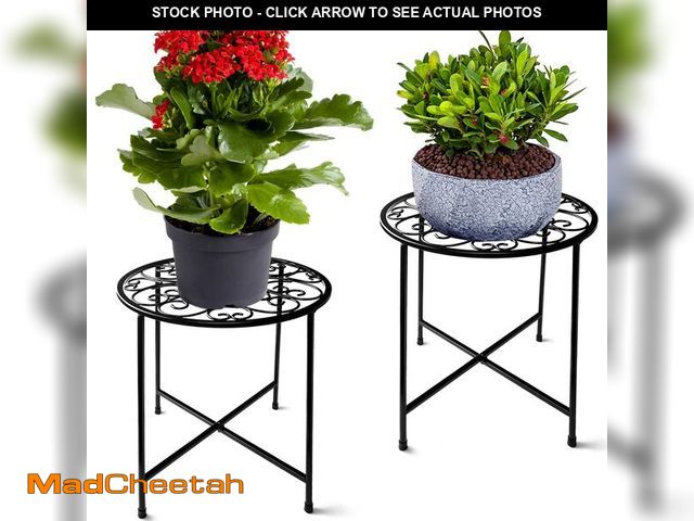 Lot 74-14212473 - Plant Stand Indoor Outdoor, 2 Pack 15" Tall Flower Pot Stand, Round Metal Corner Plant Stand for Flo...