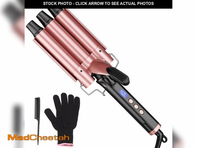 Lot 74-14215496 - YEGUBEGU 3 Barrel Curling Iron, 1 Inch Hair Crimper Tool for Women Beach Waves, Hair Waver with LCD ...
