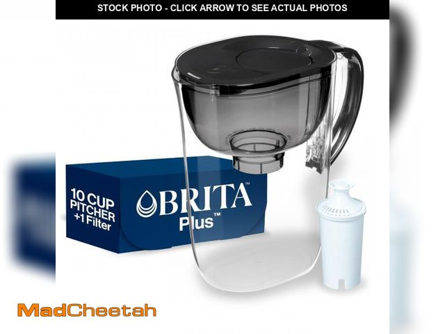 Lot 74-12213988 - Brita Large 10 Cup Water Filter Pitcher, 1 BritaPlus Filter, Everyday, Black (Package May Vary) - US...
