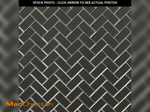 Lot 74-13577803 - MSI Metallic Gray Bevel Herringbone Glass Tile for Kitchen Backsplash, Wall Tile for Bathroom, Accen...