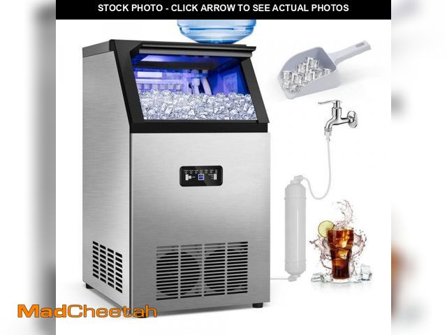 Lot 74-12397374 - Velivi Commercial Ice Maker 100 lb./24H Freestanding Ice Maker Machine with 20 lb. Storage, 2 Water ...