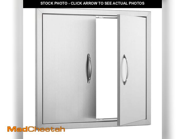 Lot 74-14375785 - SKYSHALO Double BBQ Island Door 26 in. W x 24 in. H Outdoor Kitchen Cabinet Stainless Steel Access D...