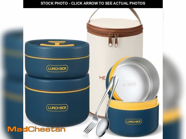 Lot 74-13568048 - Dandat 3 Pcs Portable Insulated Lunch Container Set for Adult, Stackable Stainless Steel Bento Box f...